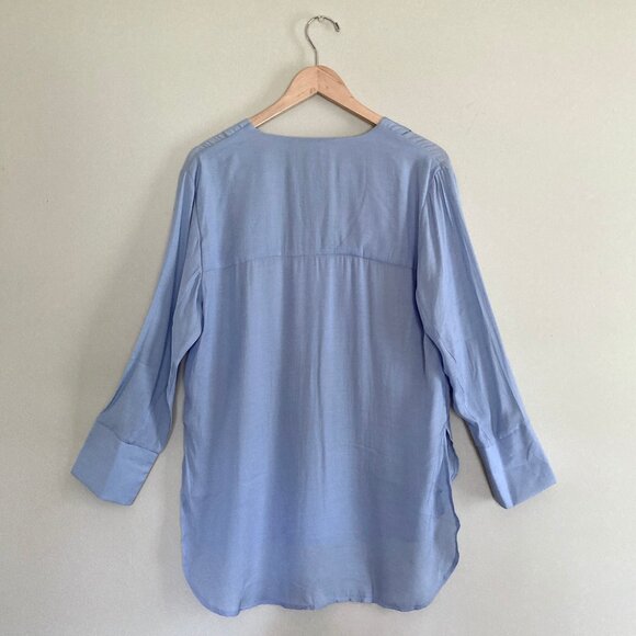 MANGO Oversized Blouse Light Blue Tunic Blouse Sz 4 (fits S to M) - Picture 3 of 5